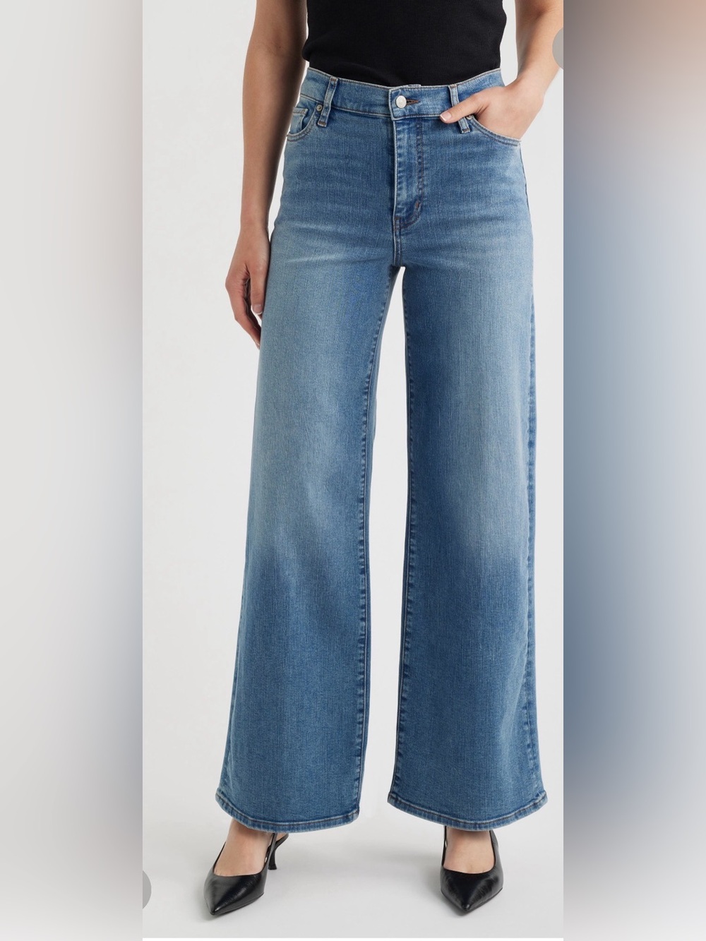 Frame Denim Le Slim Palazzo Jeans in Black